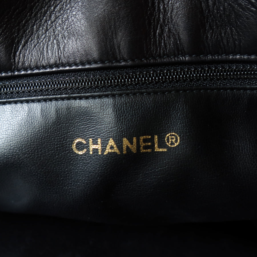 Chanel Vintage Black Calfskin Matelasse Quilted CC Charm Crossbody Shoulder Bag