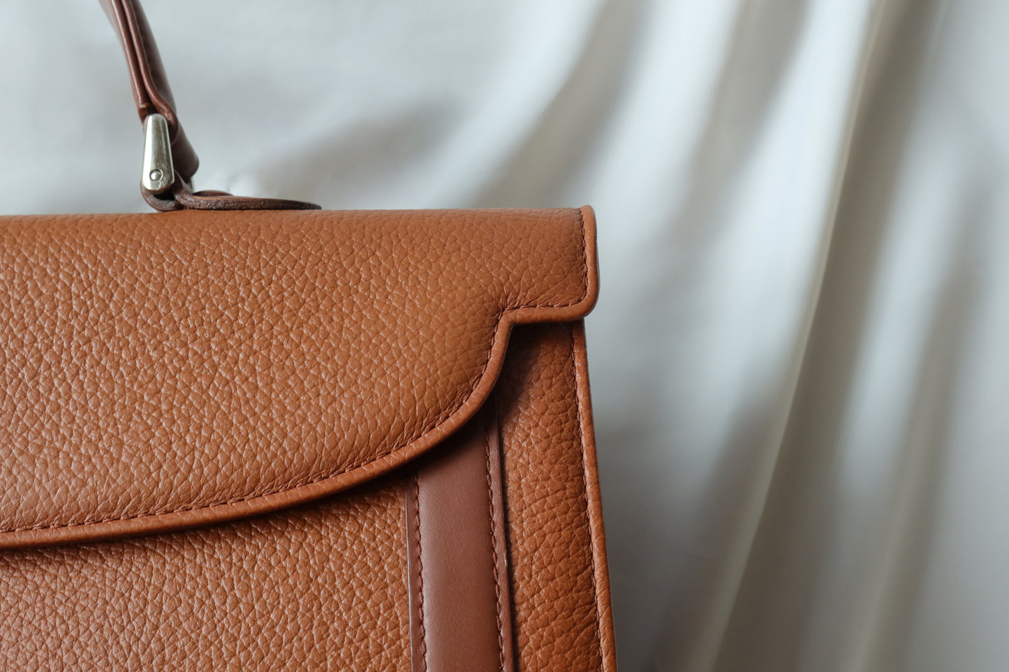 Burberry Vintage Brown Grained Leather Top Handle Bag