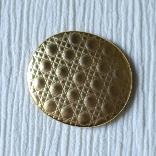 Rare Christian Dior Vintage Metallic Gold Cannage Motif Beauty Mirror M