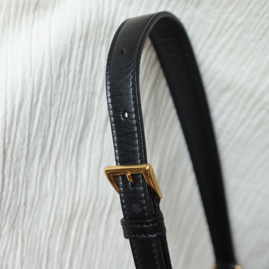 Rare Prada Vintage Black Nylon Tessuto Reversible Rose Gold Turn lock Hobo Bag