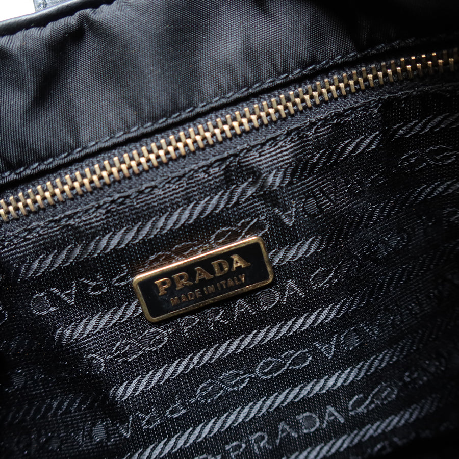Rare Prada Vintage Black Nylon Tessuto Reversible Rose Gold Turn lock Hobo Bag