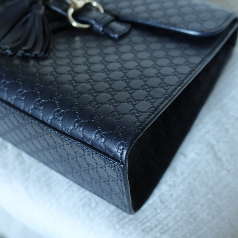 Gucci Vintage Dark Navy GG Guccissima Horsebit Chain Strap Shoulder Bag