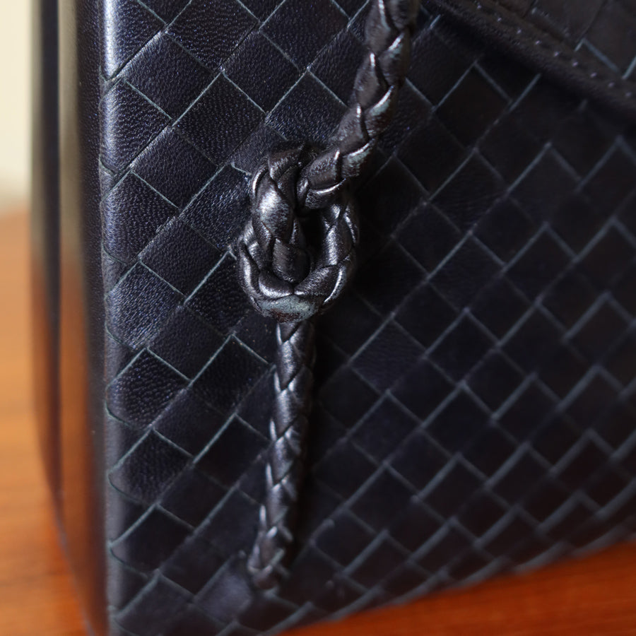 Bottega Veneta Vintage Intrecciato Weave Clasp Top Handle Bag