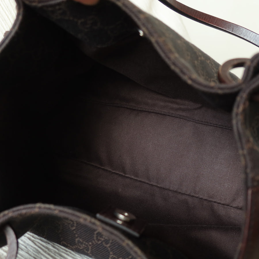 Gucci Vintage Dark Brown Canvas Leather GG Monogram Daily Tote Shoulder Bag