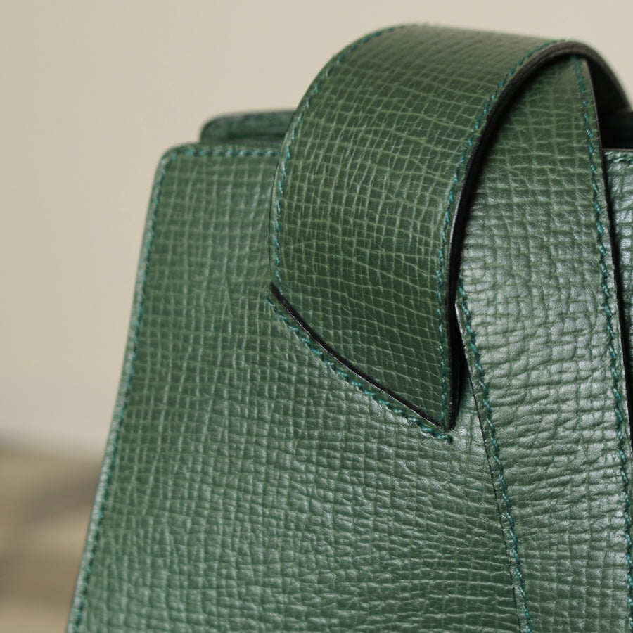 Loewe Vintage Emerald green Leather Knot charm Rounded Shoulder Bag