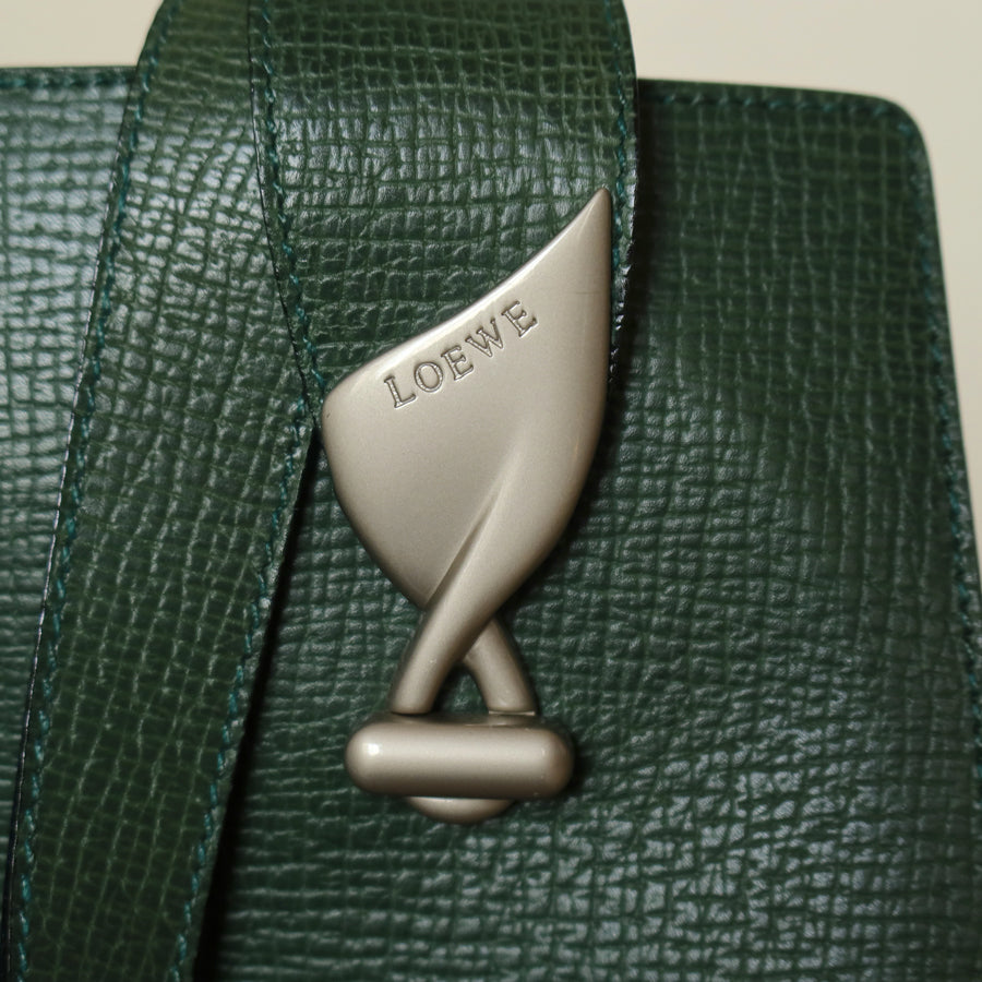 Loewe Vintage Emerald green Leather Knot charm Rounded Shoulder Bag