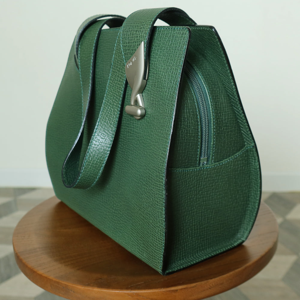 Loewe Vintage Emerald green Leather Knot charm Rounded Shoulder Bag