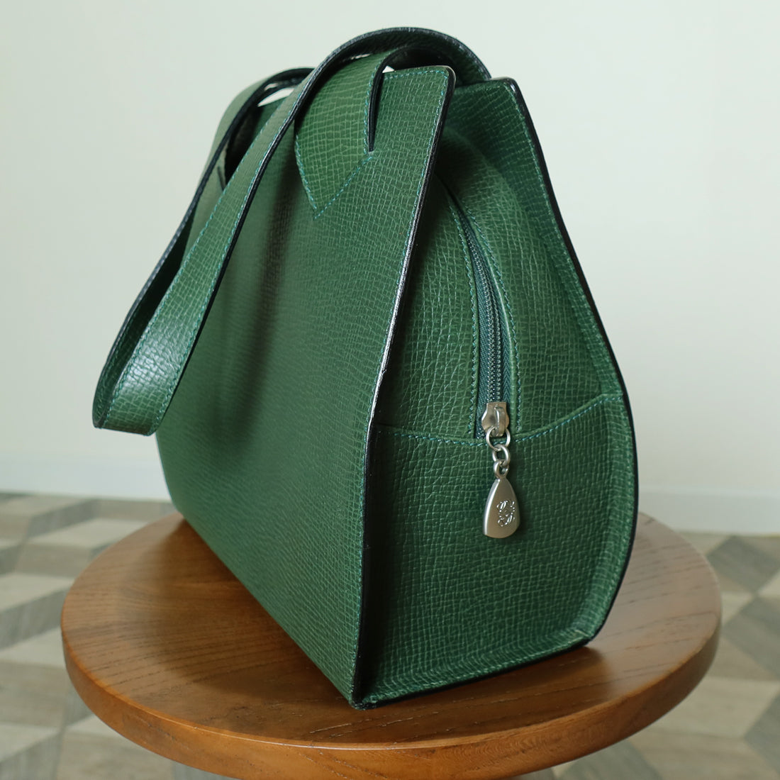 Loewe Vintage Emerald green Leather Knot charm Rounded Shoulder Bag