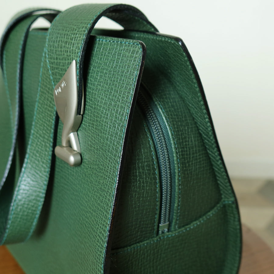 Loewe Vintage Emerald green Leather Knot charm Rounded Shoulder Bag