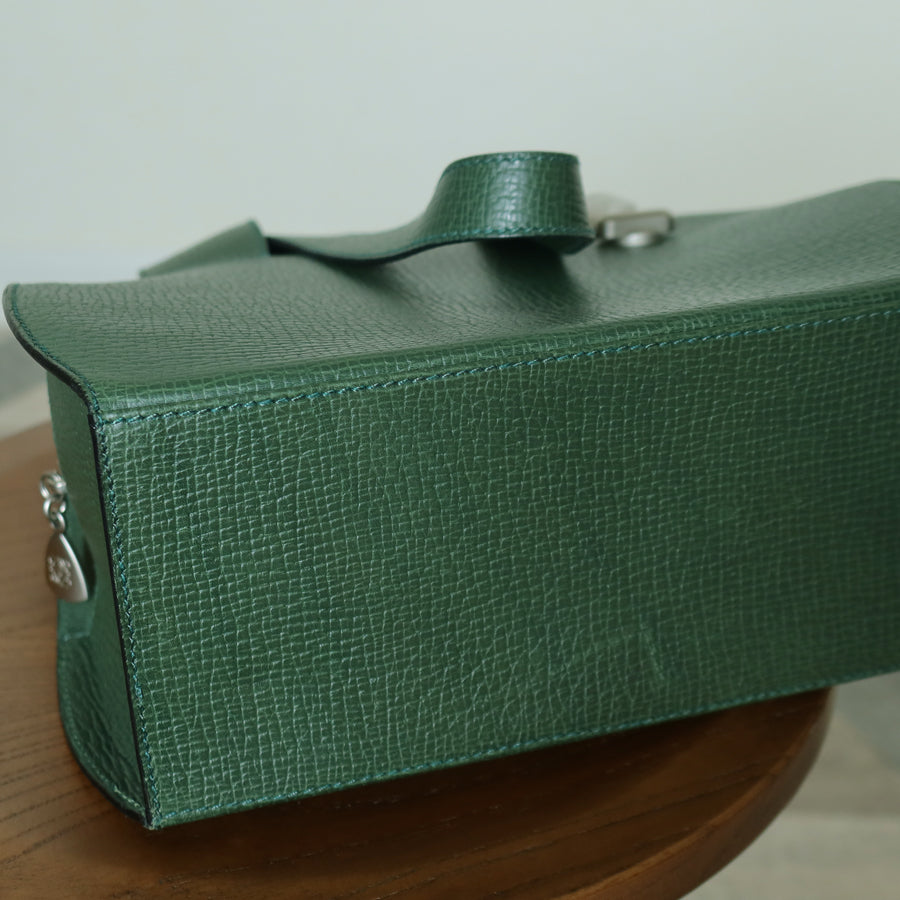 Loewe Vintage Emerald green Leather Knot charm Rounded Shoulder Bag