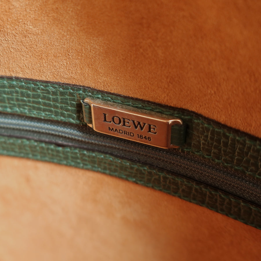 Loewe Vintage Emerald green Leather Knot charm Rounded Shoulder Bag