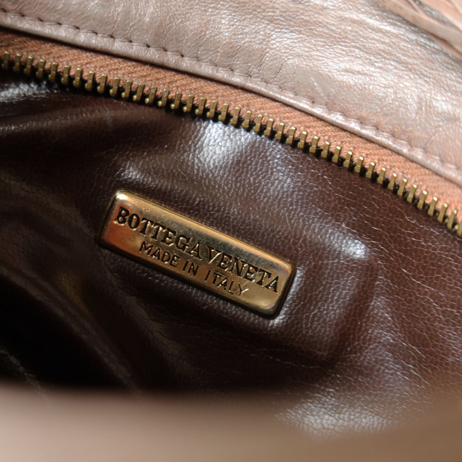 Bottega Veneta Vintage Ash Brown Intrecciato Weave Pouch Shoulder Bag