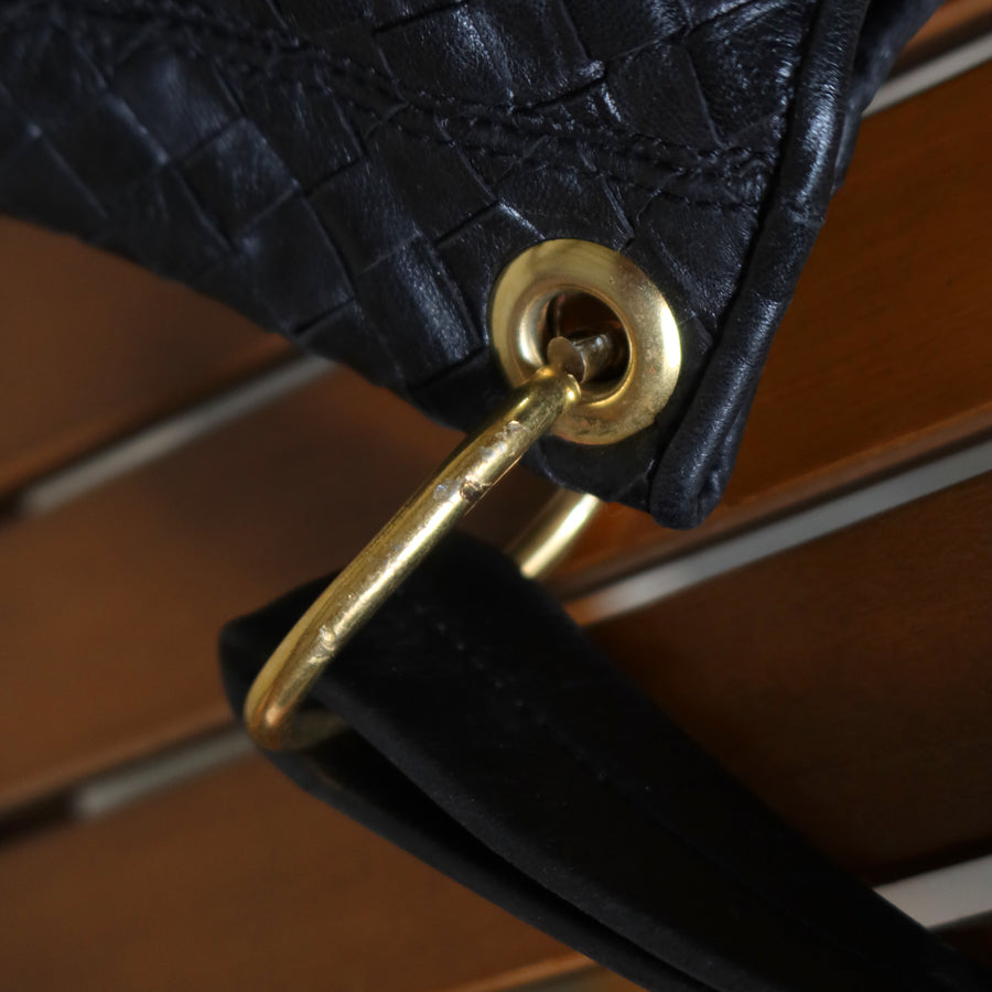 Bottega Veneta Vintage Black Intrecciato Mismatch Rings Hobo Shoulder Bag