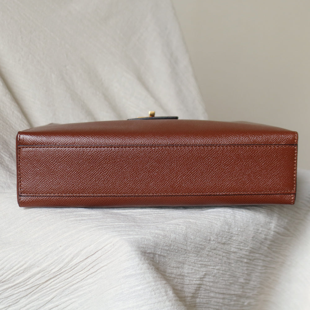 Rare Celine Vintage Cognac Brown Leather Gold Turn lock Shoulder Bag