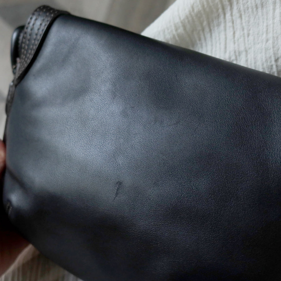 Loewe Vintage Black Leather Knot Link Strap Anagram Shoulder Flap Bag
