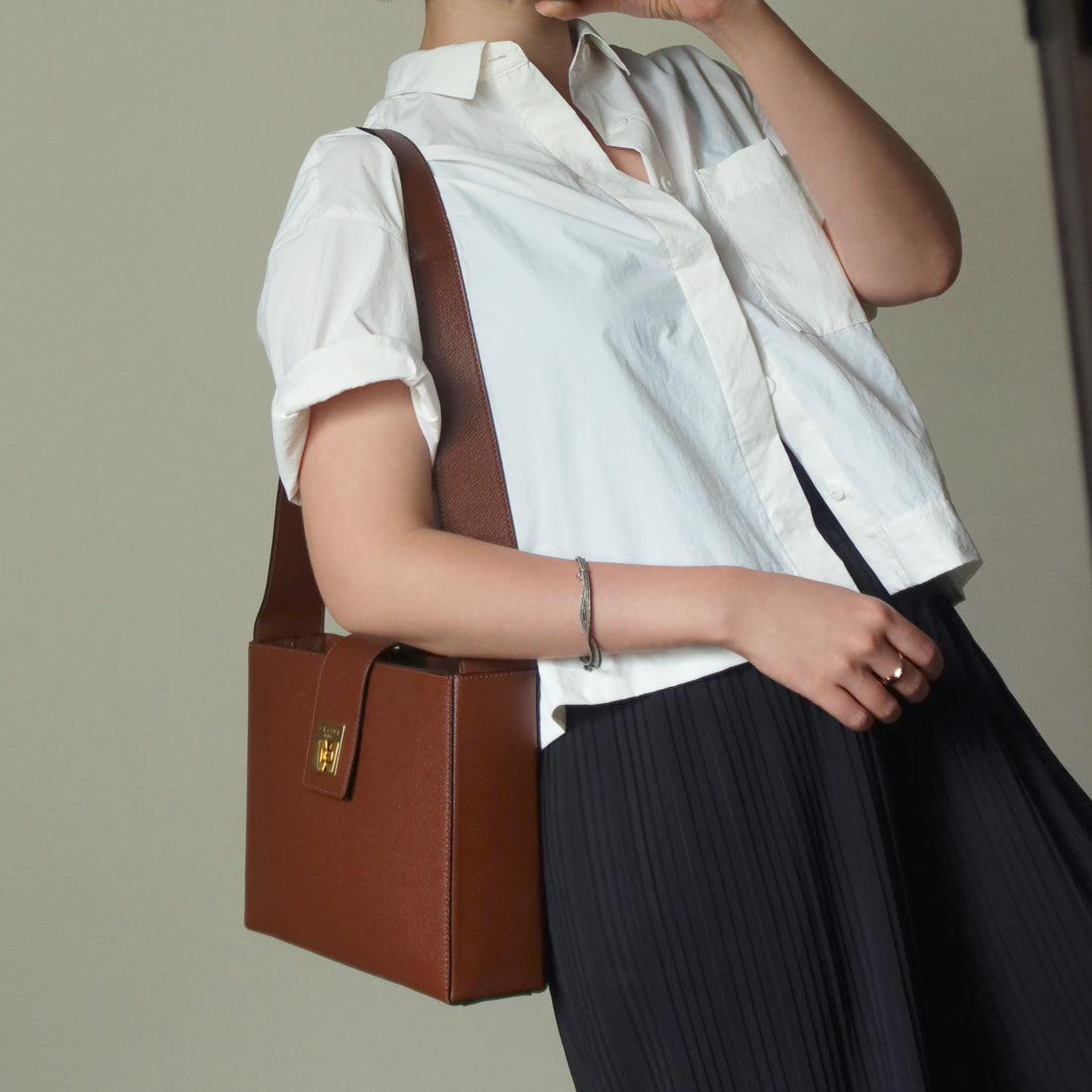 Rare Celine Vintage Cognac Brown Leather Gold Turn lock Shoulder Bag