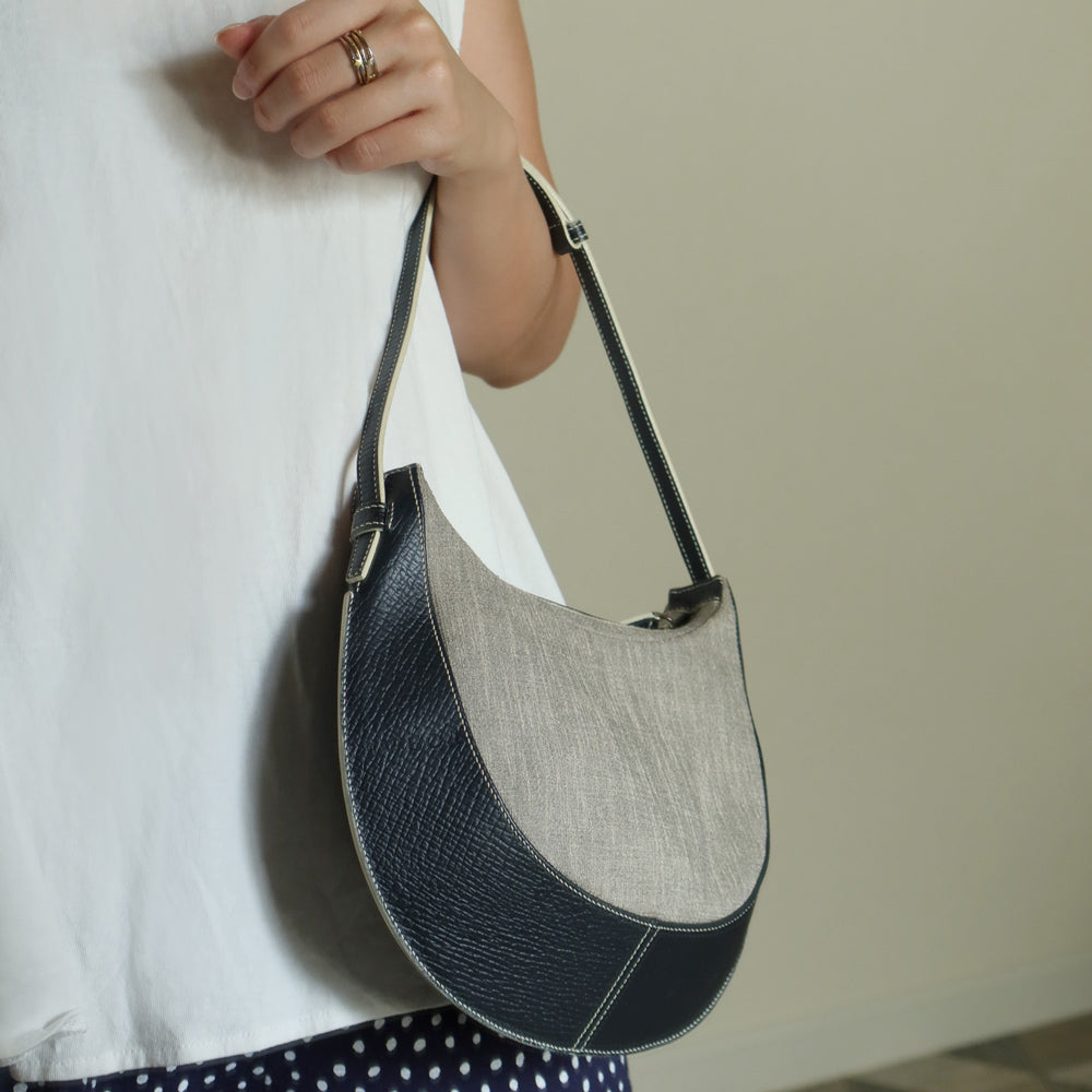 Loewe Vintage Mixed Leather Half-moon 2 way Shoulder Bag