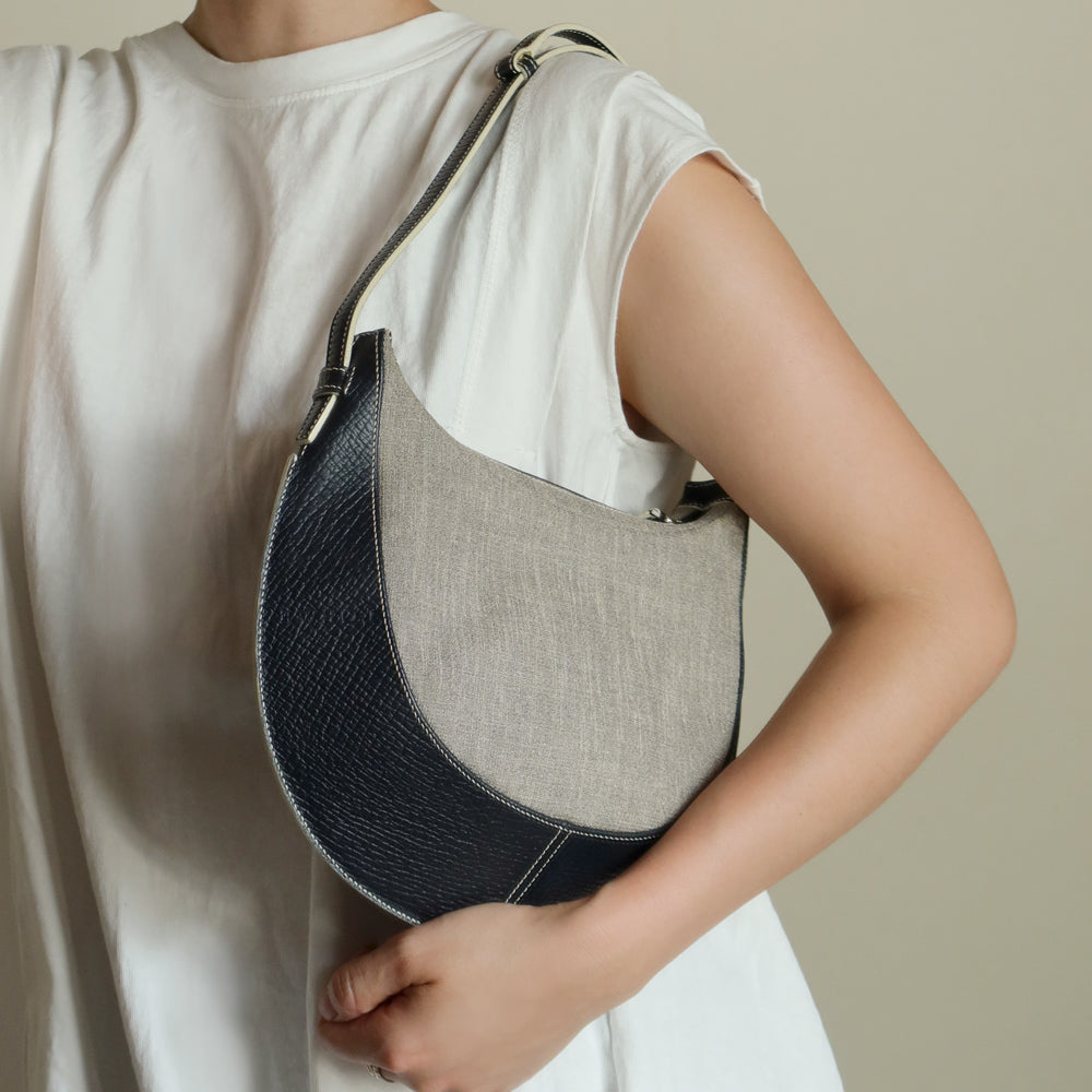 Loewe Vintage Mixed Leather Half-moon 2 way Shoulder Bag
