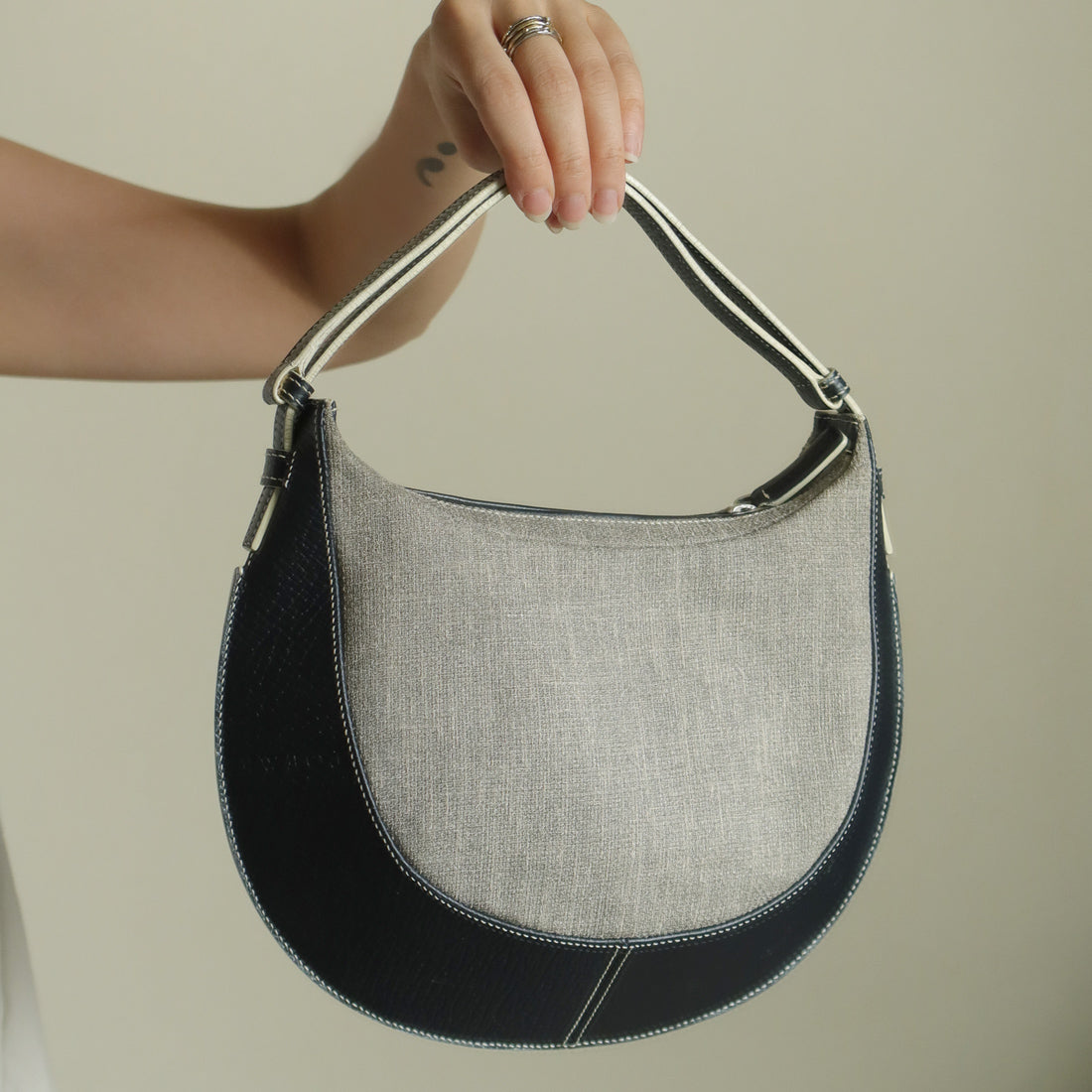 Loewe Vintage Mixed Leather Half-moon 2 way Shoulder Bag