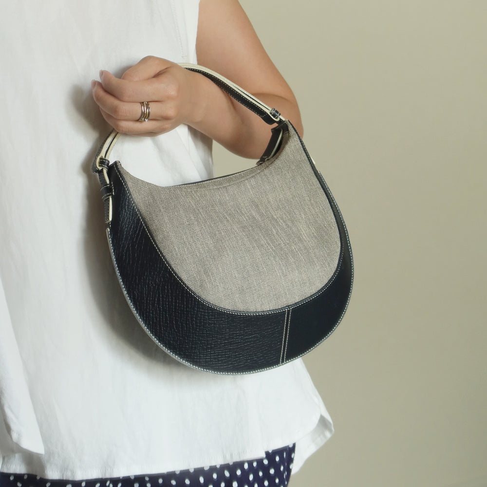 Loewe Vintage Mixed Leather Half-moon 2 way Shoulder Bag