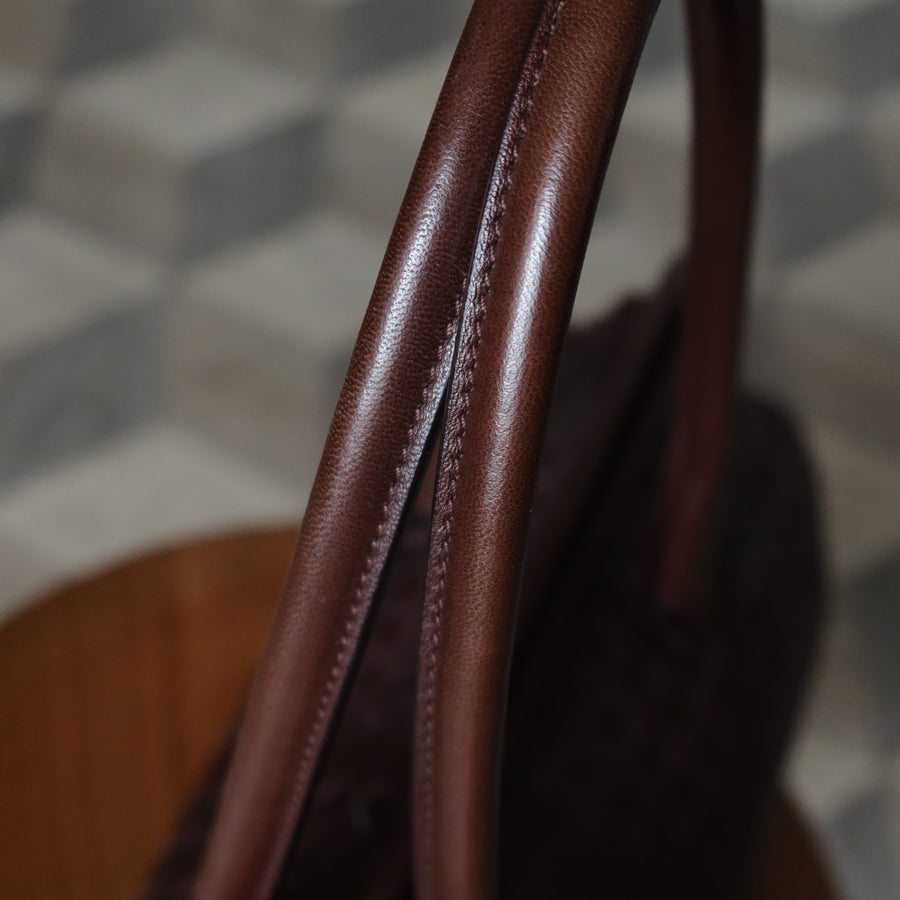 Bottega Veneta Vintage Dark Brown Intrecciato Kiss Lock East West Shoulder Bag