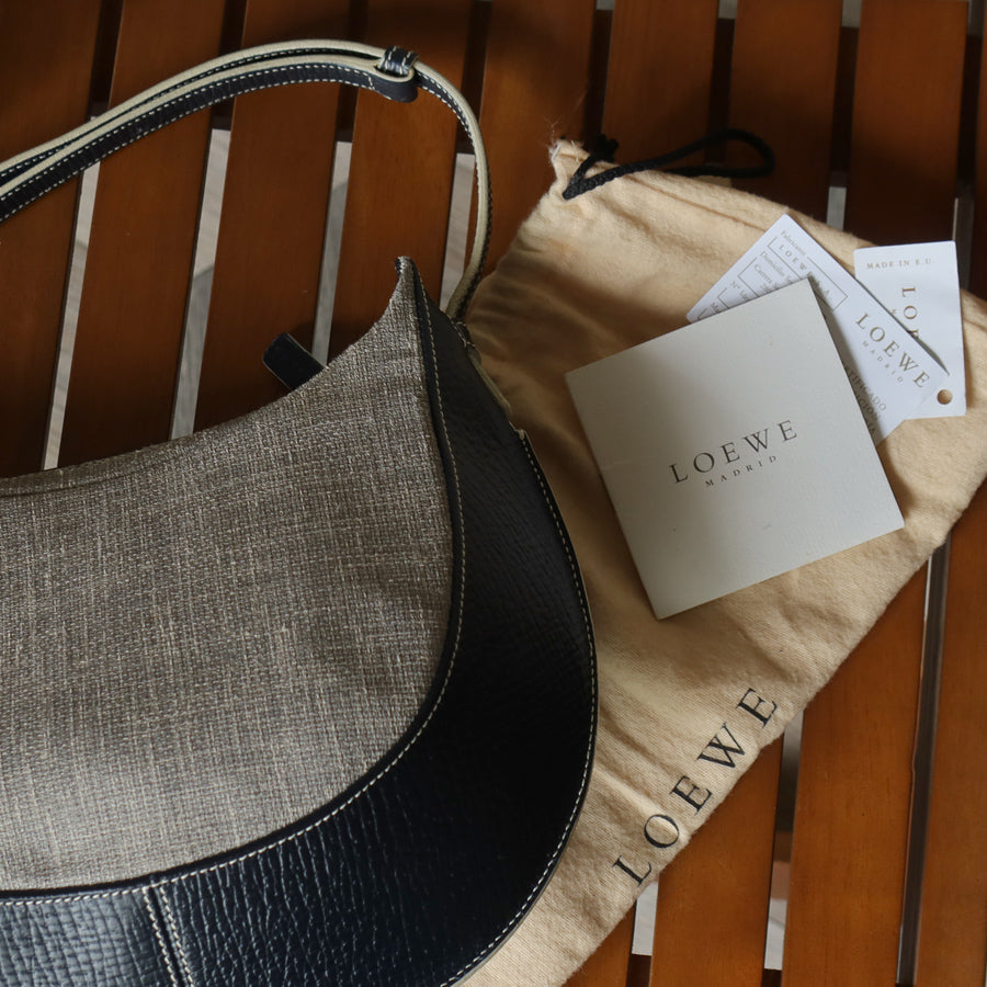 Loewe Vintage Mixed Leather Half-moon 2 way Shoulder Bag