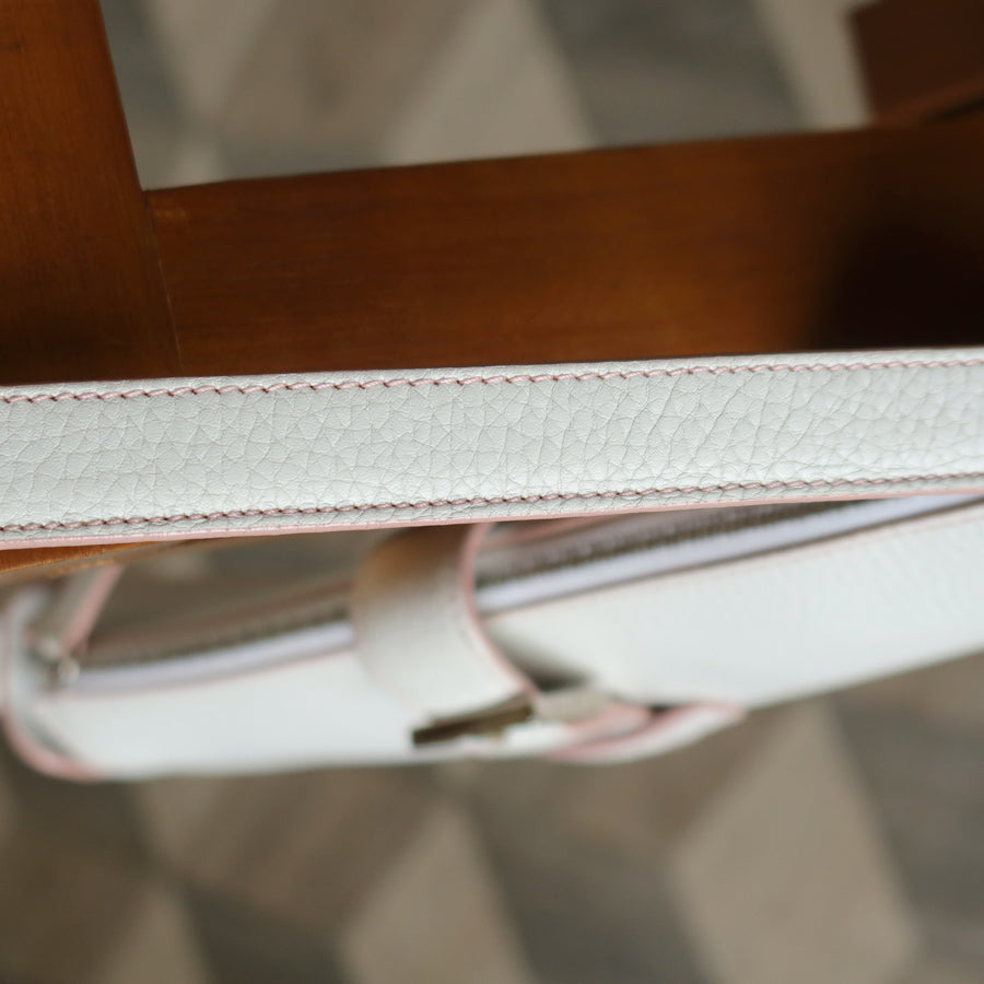 Loewe Vintage White x Pink Leather Half-moon Buckle Weekend Bag