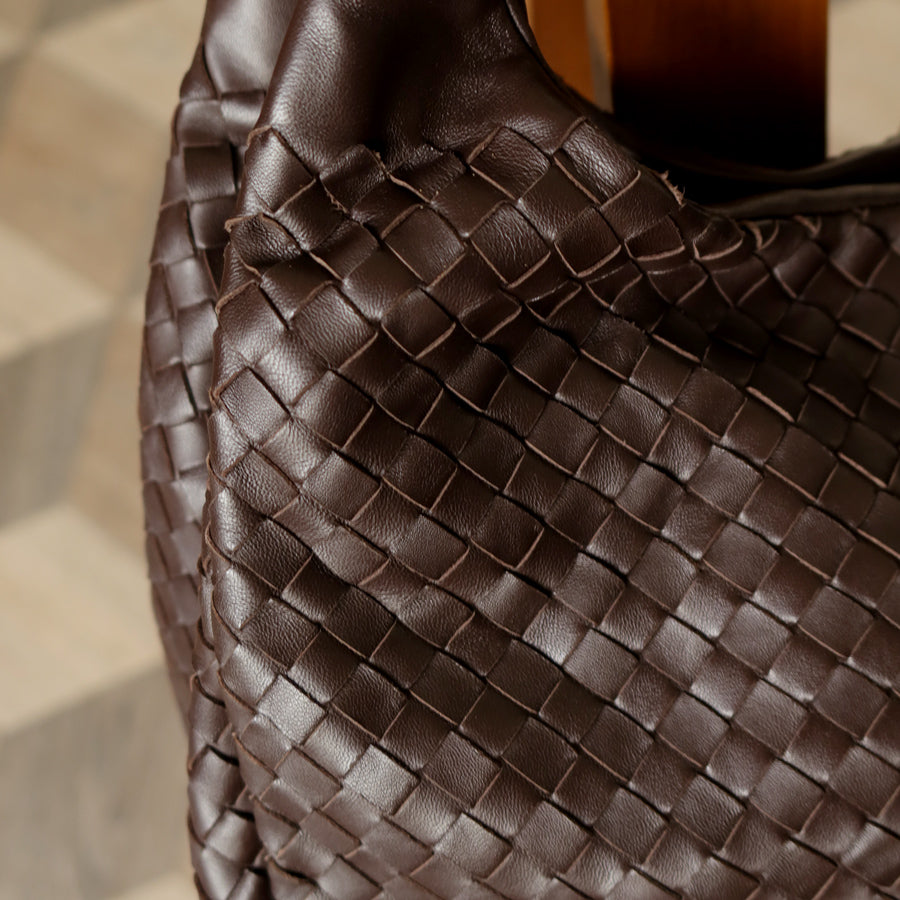 Bottega Veneta Vintage Dark Brown Medium Intrecciato Hobo Shoulder Bag