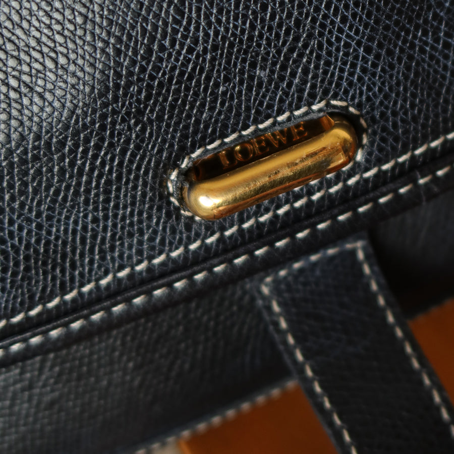 Loewe Vintage Black Grained Leather Anagram Crossbody Flap Bag