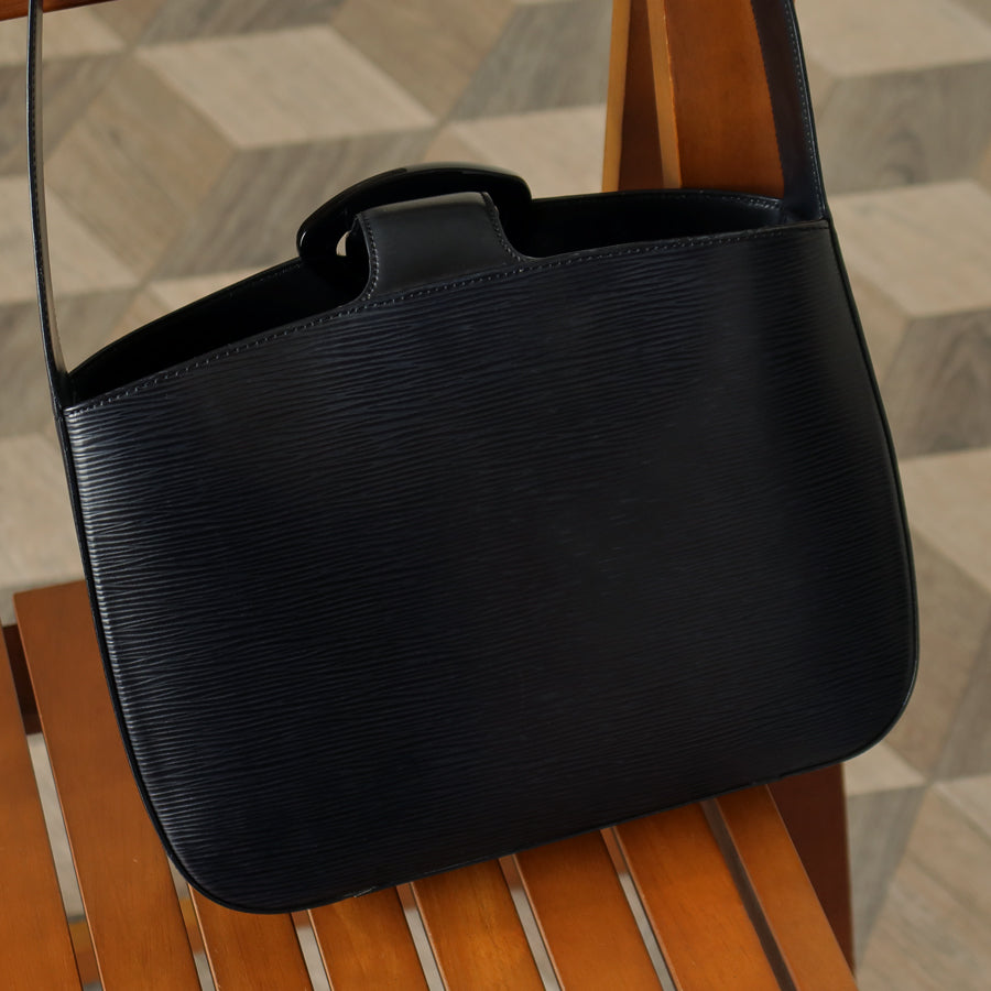 Louis Vuitton Vintage Black Epi Leather Buckle Shoulder Bag