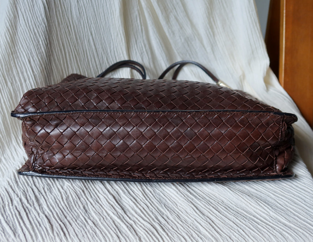 Bottega Veneta Vintage Dark Brown Intrecciato Leather Sardine Shoulder Bag