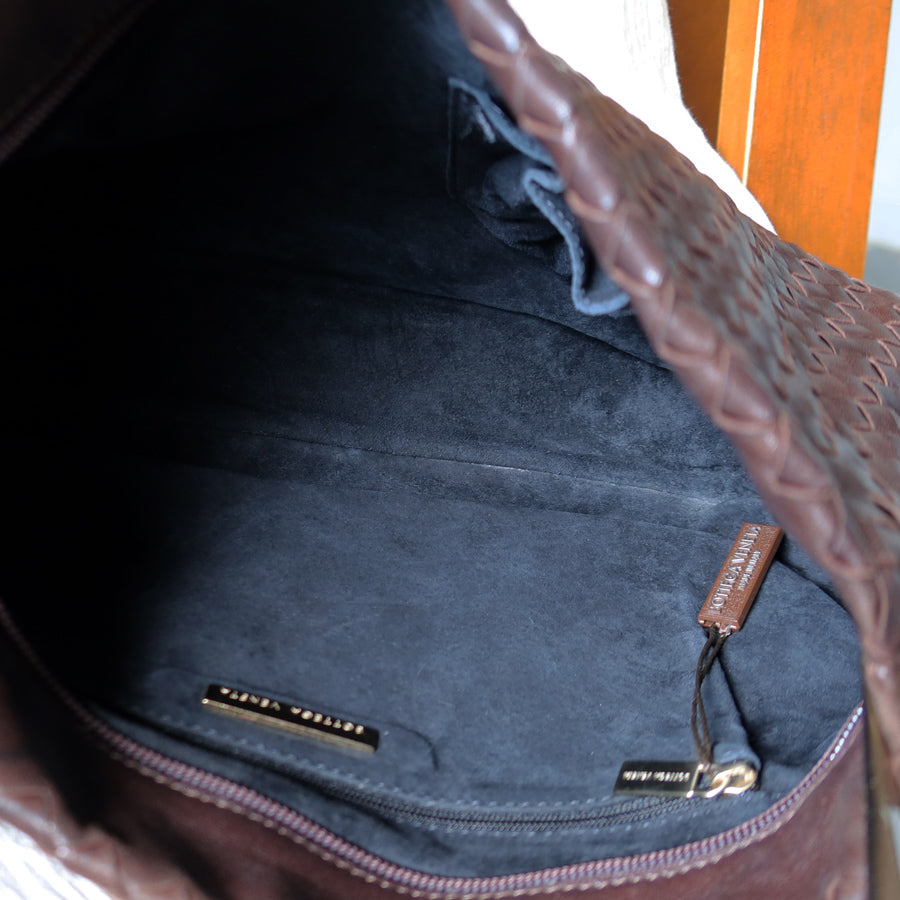 Bottega Veneta Vintage Dark Brown Intrecciato Leather Sardine Shoulder Bag