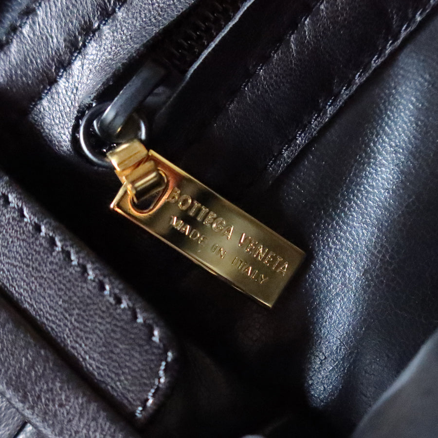 Bottega Veneta Vintage Black Intrecciato Kiss Lock 2way Bag