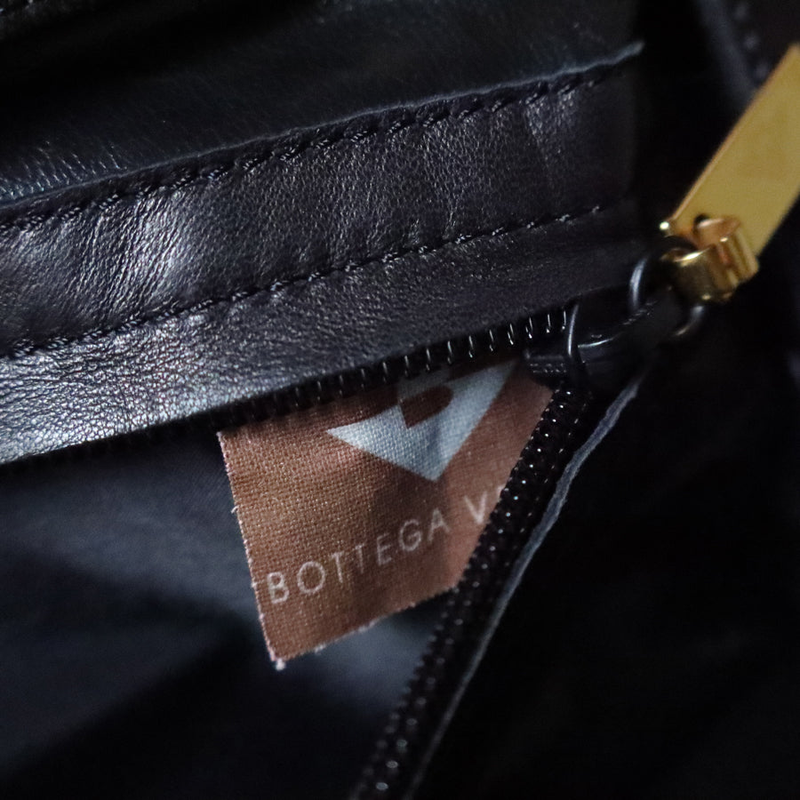 Bottega Veneta Vintage Black Intrecciato Kiss Lock 2way Bag