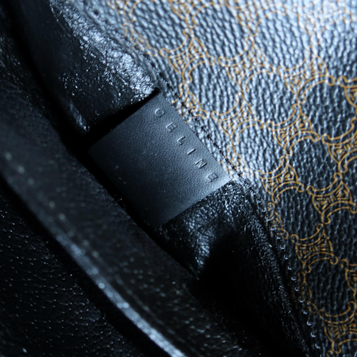 Celine Vintage Black Macadam Triomphe 2way Shoulder Bag