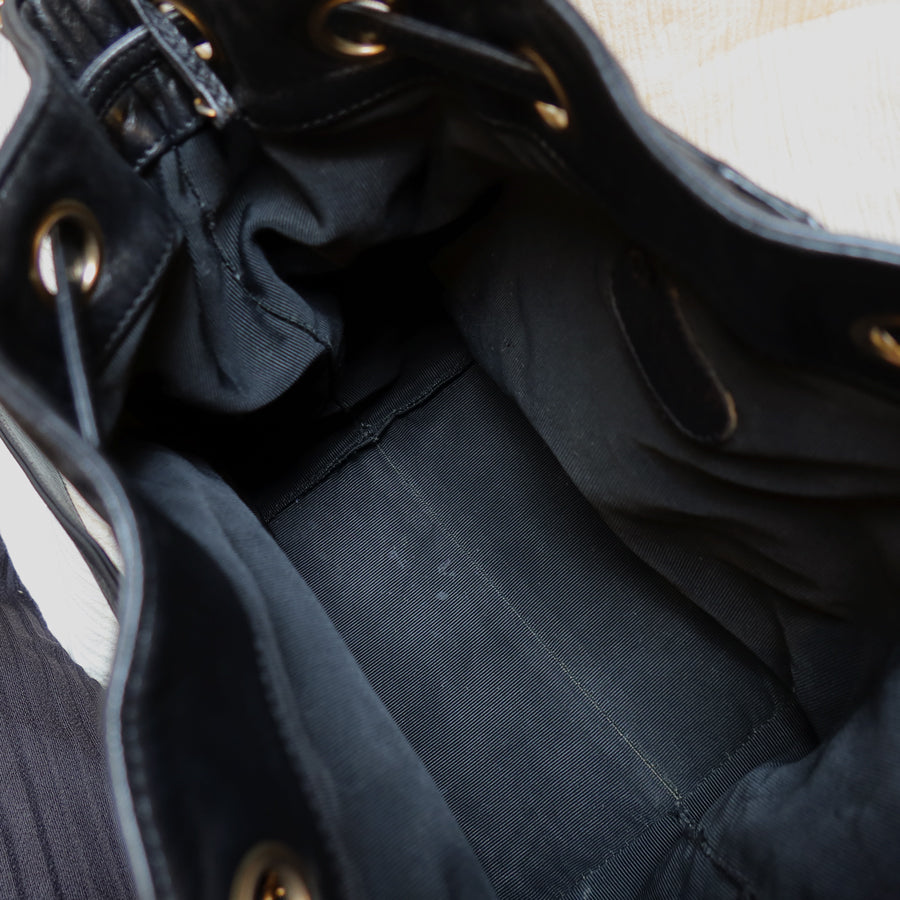 Chanel Vintage Black Lambskin Coco mark Crossbody Bucket Shoulder Bag