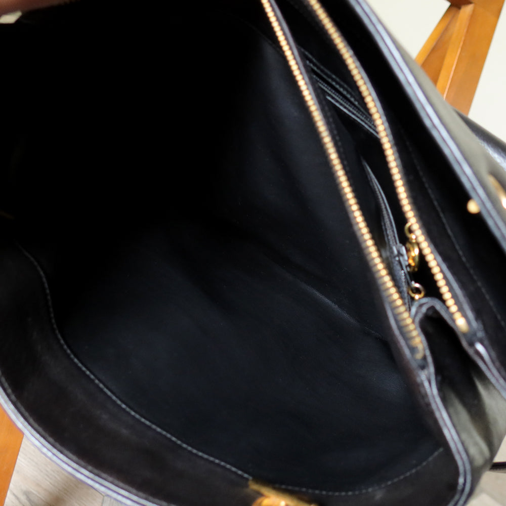 Chanel Vintage Black Lambskin CC Turn lock Pocket CC charm Large Shoulder Bag