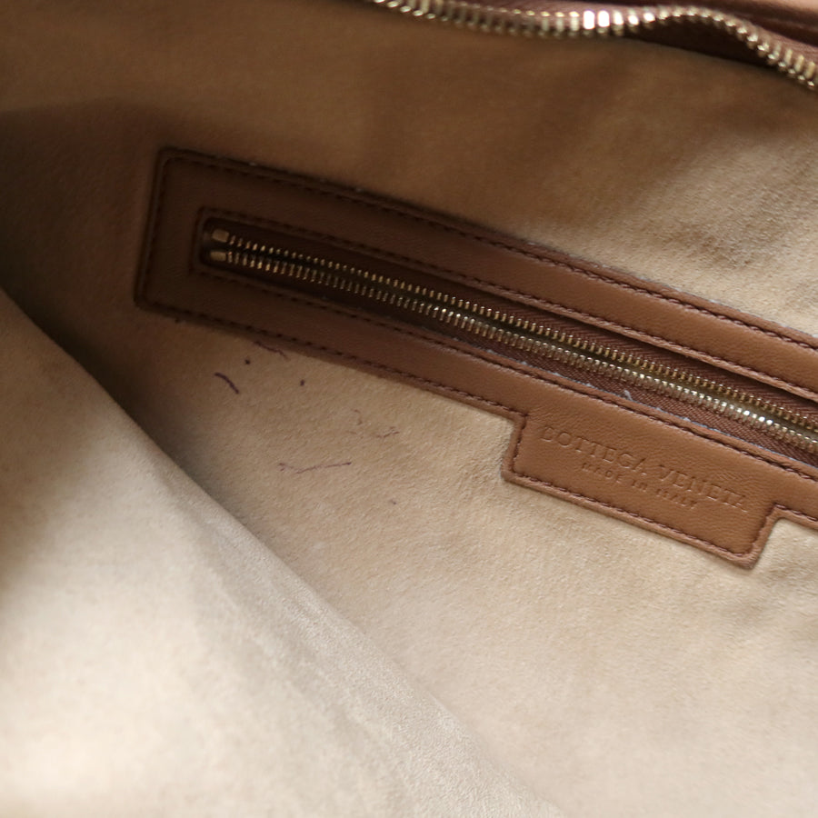 Bottega Veneta Vintage Caramel Brown Intrecciato Weave Veneta Hobo Shoulder Bag