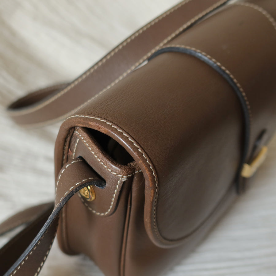 Christian Dior Vintage Brown Leather CD Logo Flap Crossbody bag