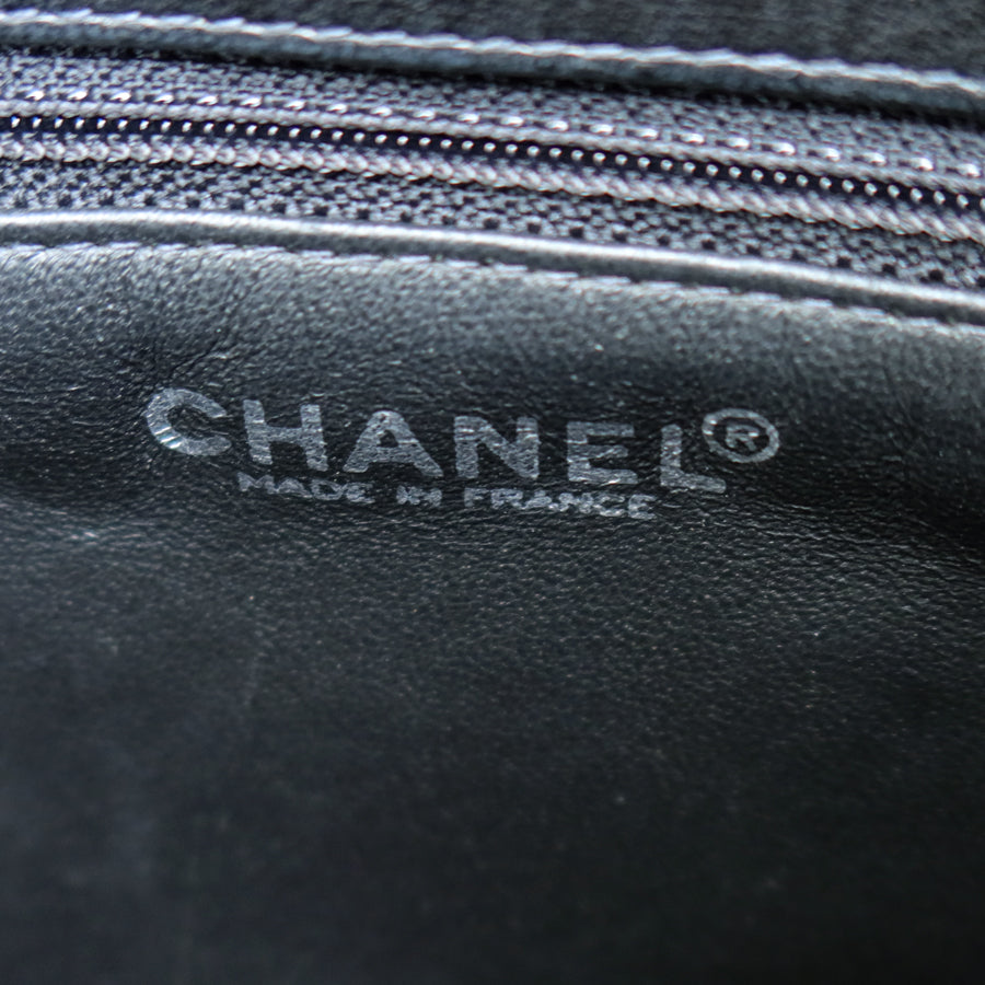 Rare Chanel Vintage Black Lambskin Quilted Chocolate Bar CC Mark Top Handle Bag