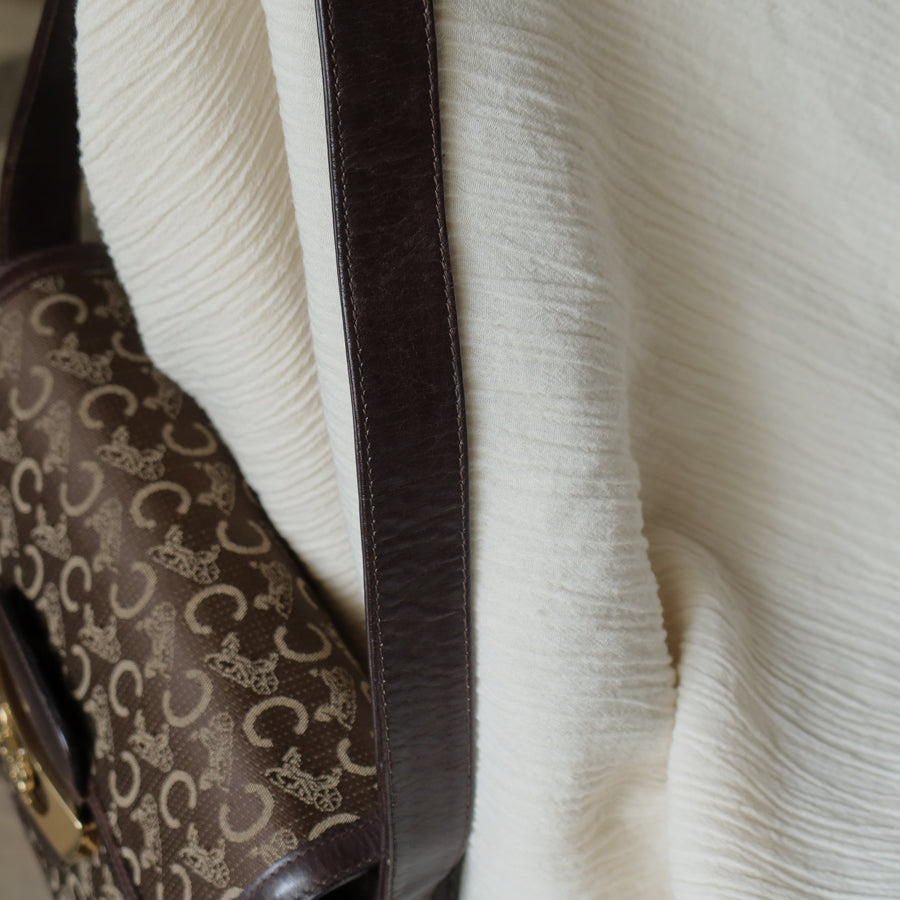 Celine Vintage Dark Brown Triomphe Horse Carriage C Sulky Shoulder Bag