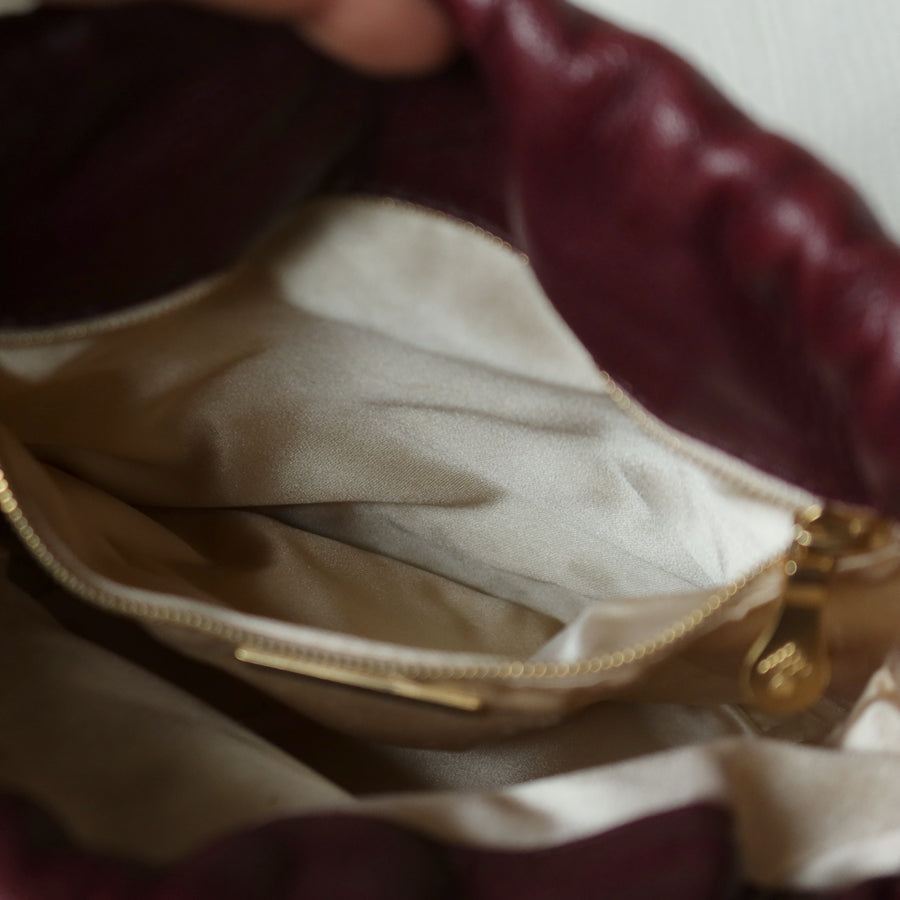 Bottega Veneta Vintage Maroon Intrecciato Weave Leather Draw String Bucket Bag