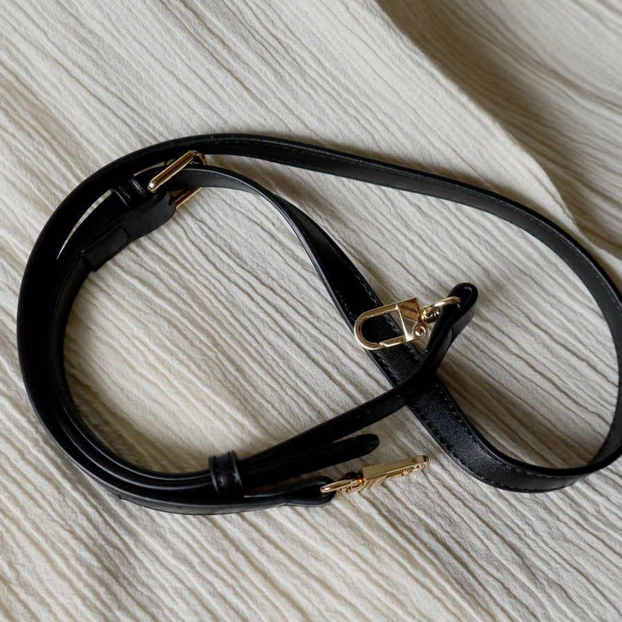 Celine Vintage Black Leather Gold Buckle Double Flap 2 way Bag