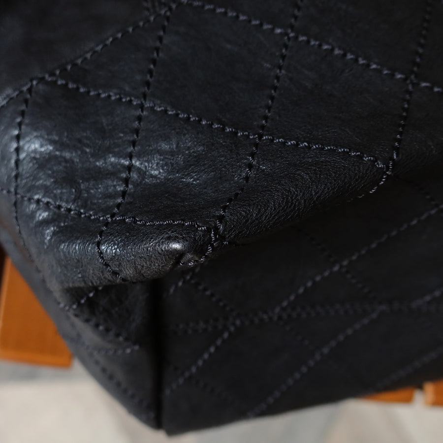 Chanel Vintage Diamond Stitching Coco charm Cabas Black Hobo Shoulder Bag L