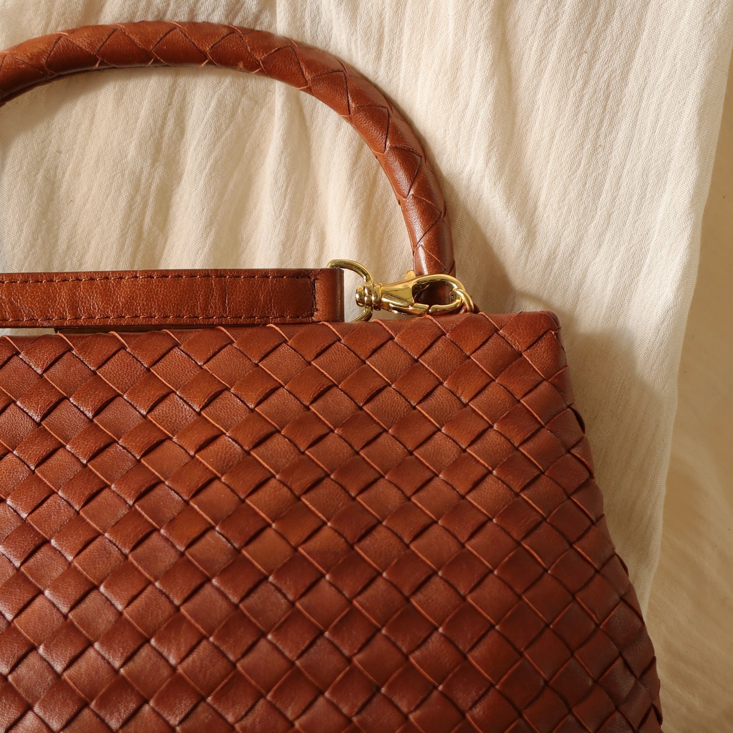 Bottega Veneta Vintage Brown Intrecciato Leather 2way Bag