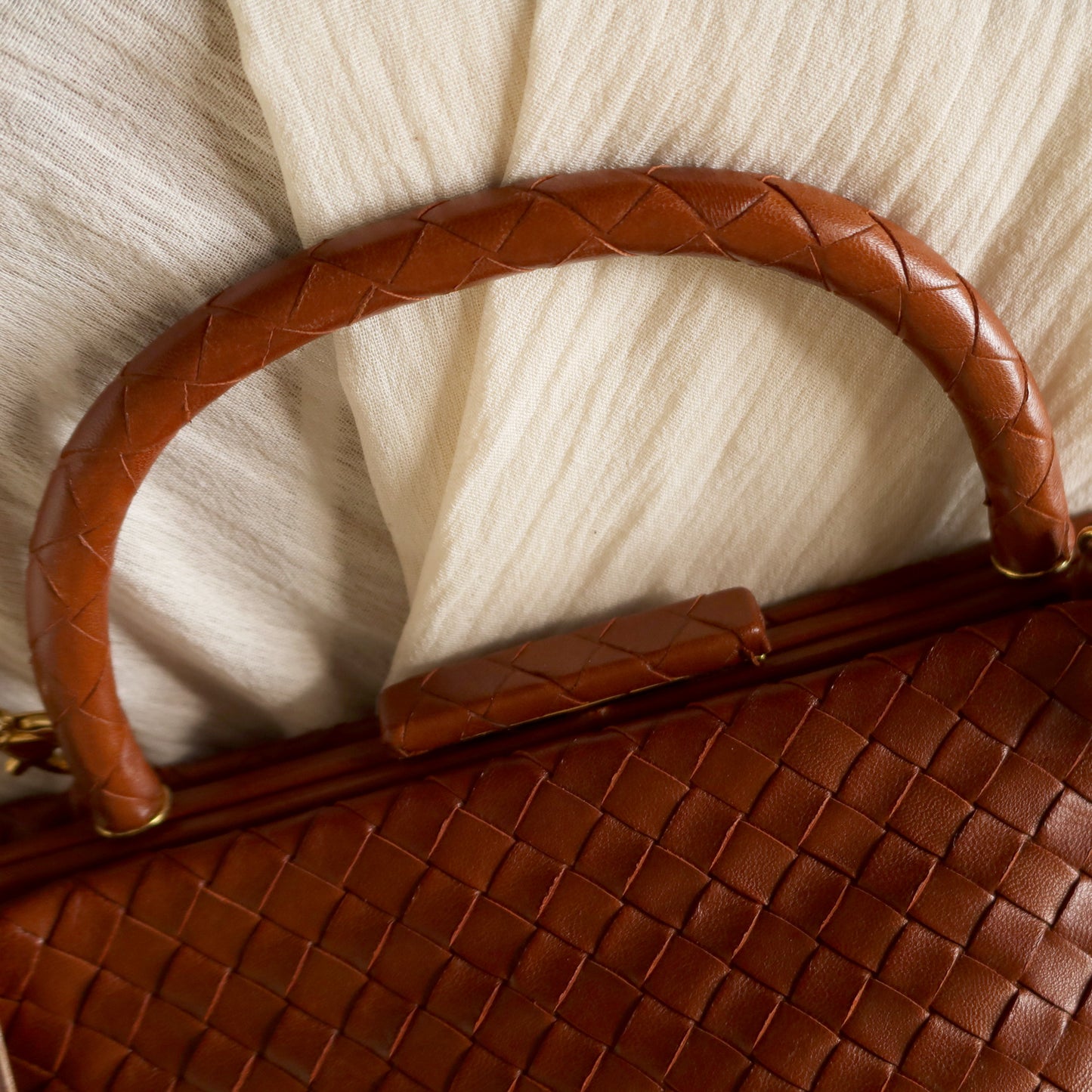 Bottega Veneta Vintage Brown Intrecciato Leather 2way Bag