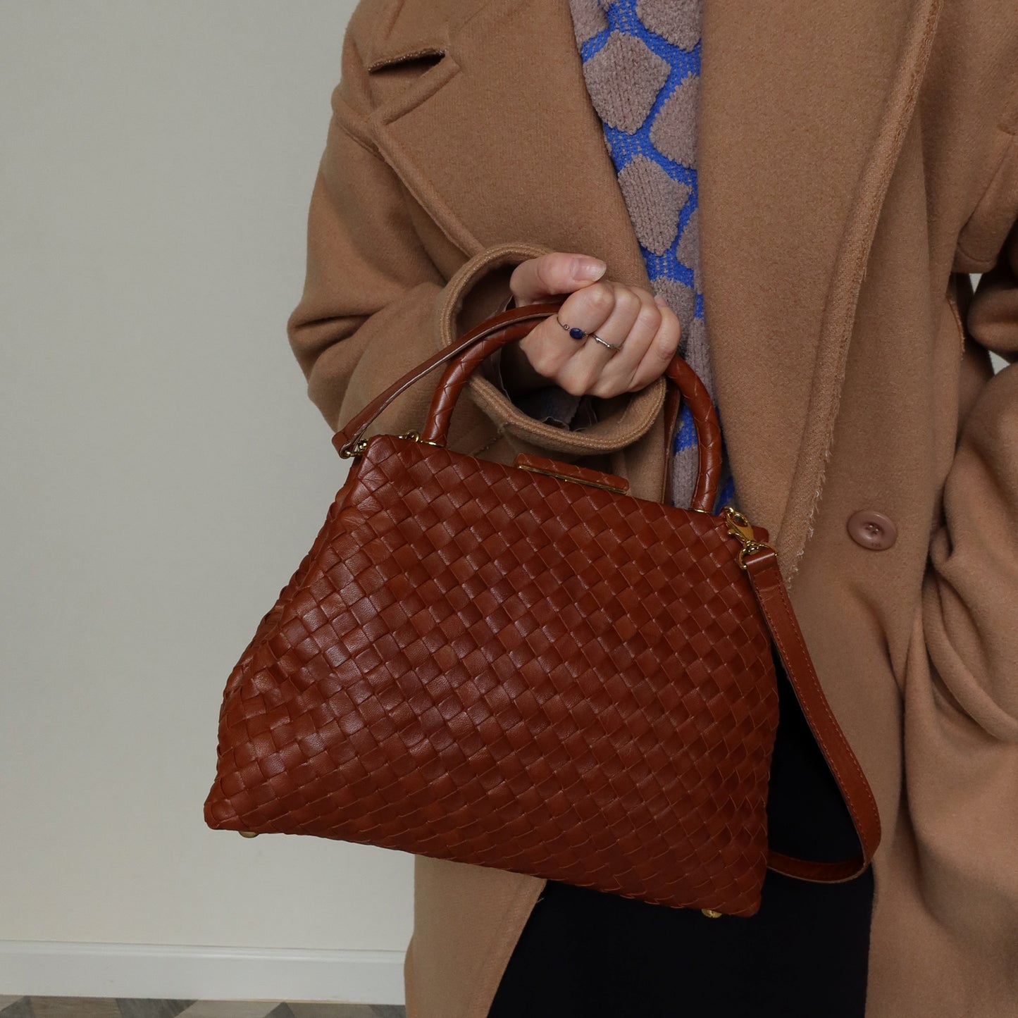 Bottega Veneta Vintage Brown Intrecciato Leather 2way Bag