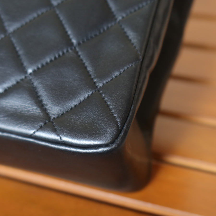 Vintage Chanel Black Lambskin Matelassé CC Turn lock Classic Mini Kelly Bag