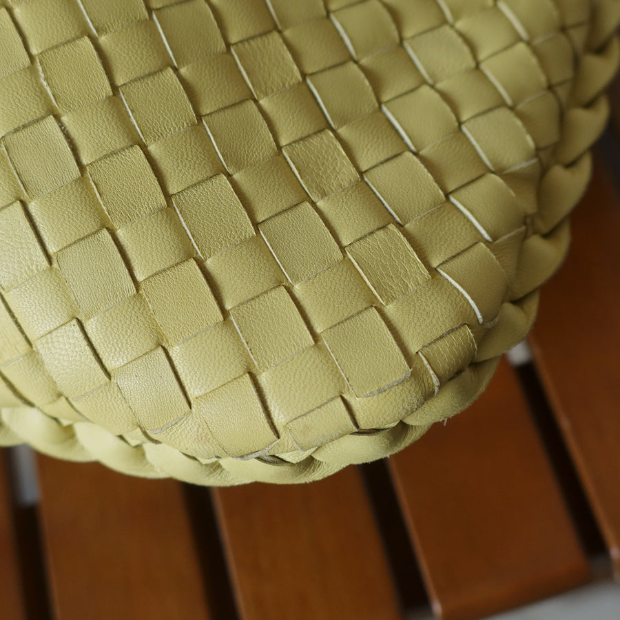 Bottega Veneta Vintage Butter Yellow Intrecciato Weave Ebano Hobo Shoulder Bag M