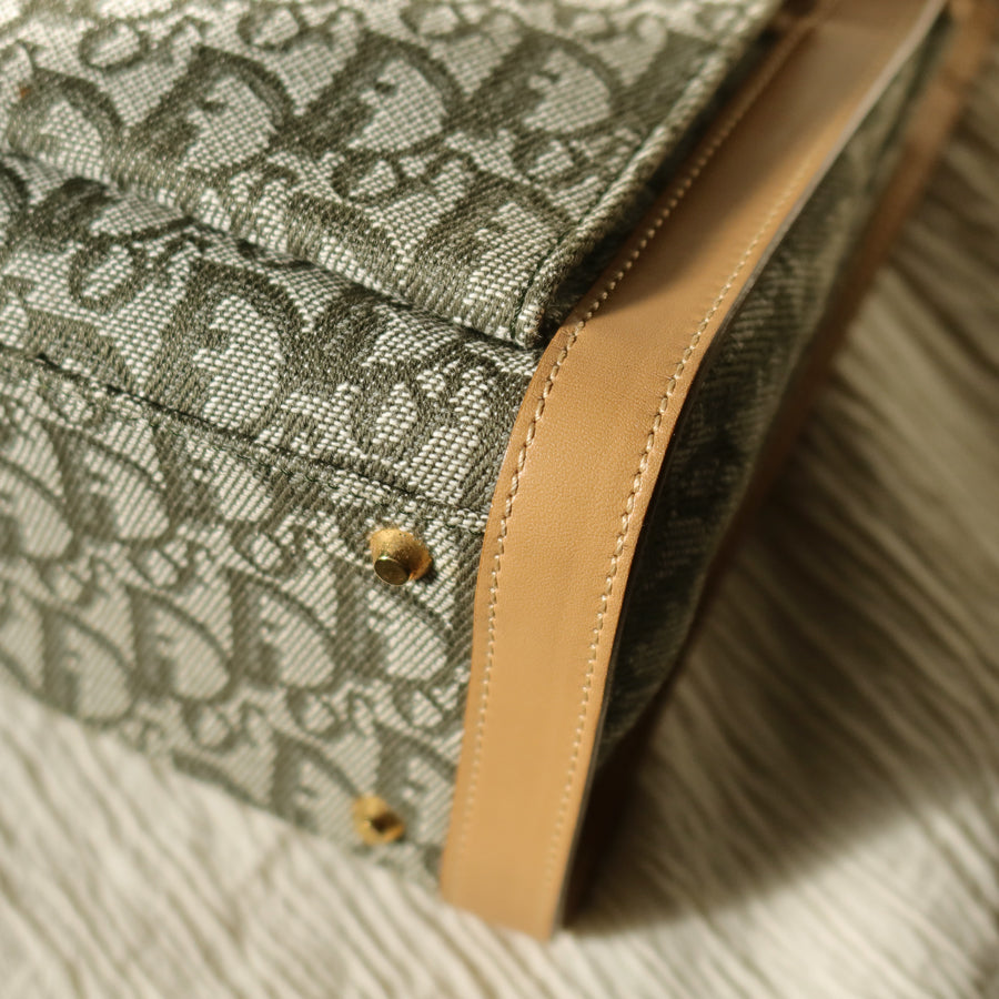 Christian Dior Vintage Oblique Trotter Monogram Beige Olive Diorissimo Handbag